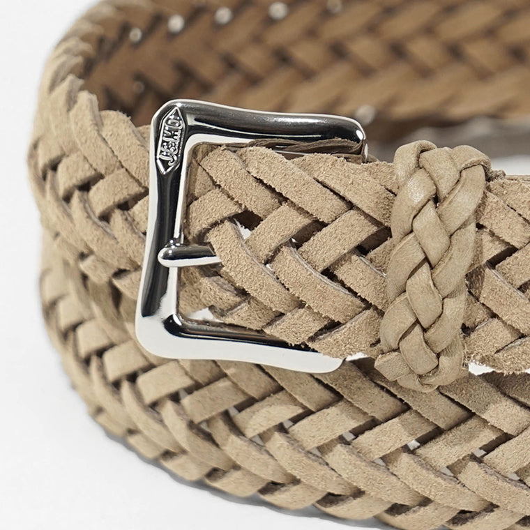 J&M DAVIDSON メンズ レディース メッシュベルト ENVELOPE BUCKLE TIP END PLAITED BELT 25MM BENT 0TP SA25 WARM TAUPE 951S