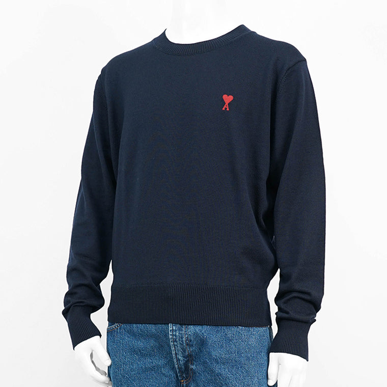 【正規品】アミ AMI DE COEUR ウール ニット ネイビー　L アミ AMI メンズ ニット ネイビー – WORLDCLUB1989