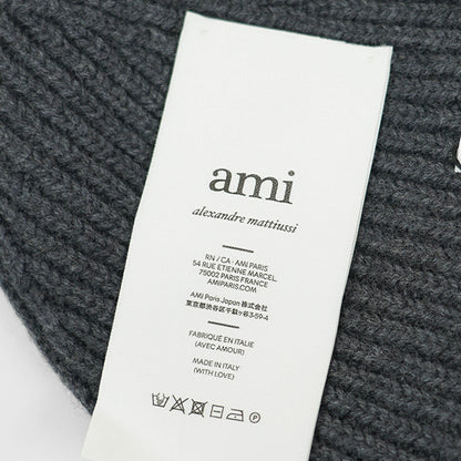 AMI メンズ レディース ニットキャップ AMI DE COEUR BFUHA106 018 GRIS CHINE ROUGE グレー 084