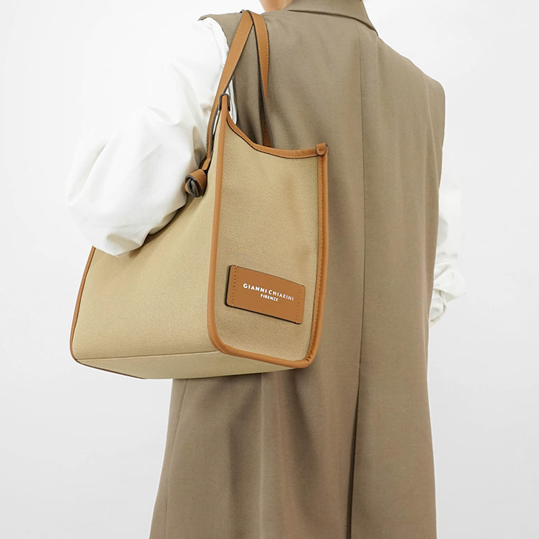 GIANNI CHIARINI レディース トートバッグ MARCELLA S BS6849 COMM CNV SE CORDA CUOIO CARAMEL 13932