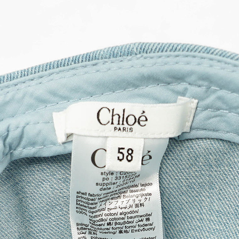 Chloe KIDS キッズ キャップ C20869 DENIM BLUE ウォッシュブルー Z10