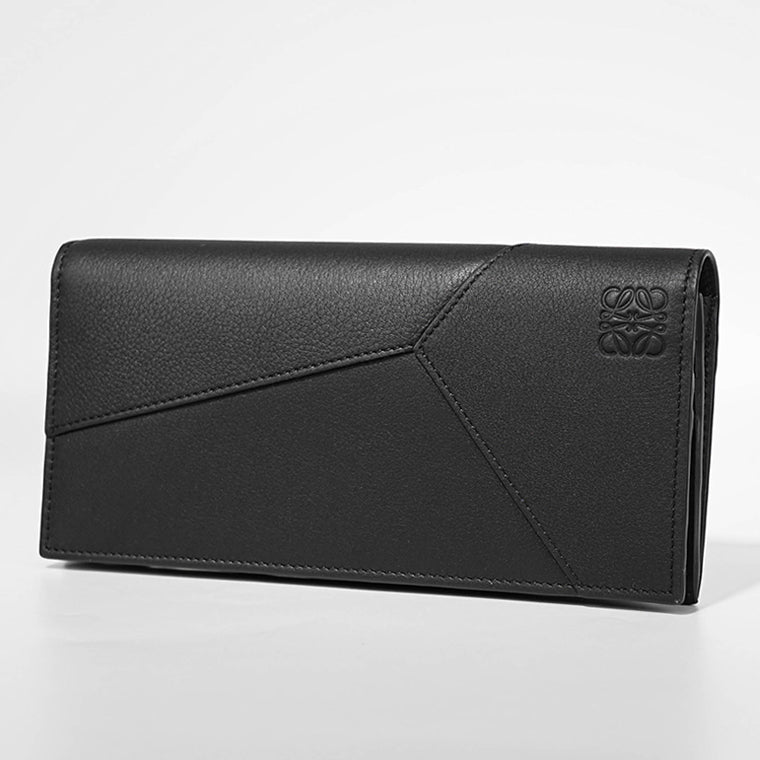 LOEWE メンズ 2つ折り長財布 PUZZLE EDGE HORIZONTAL WALLET C510978X06 BLACK ブラック 1100