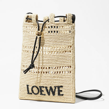 【SUMMER FINAL SALE】 LOEWE レディース ショルダーバッグ DRAWSTRING POCKET C756PHPX01 NATURAL BLACK ナチュラル ブラック 2165