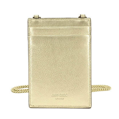 JIMMY CHOO レディース カードホルダー CARD HOLDER W CHAIN NIH PLATINUM ICE LIGHT GOLD