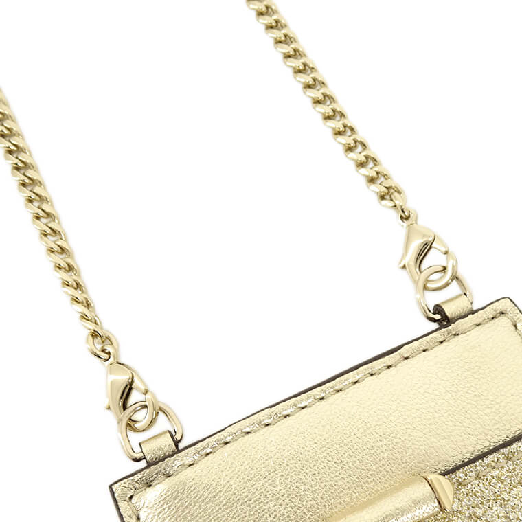 JIMMY CHOO レディース カードホルダー CARD HOLDER W CHAIN NIH PLATINUM ICE LIGHT GOLD