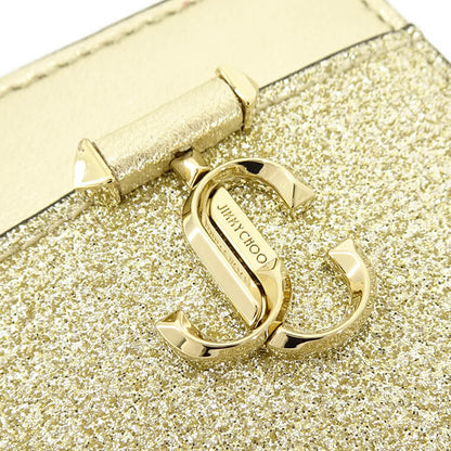 JIMMY CHOO レディース カードホルダー CARD HOLDER W CHAIN NIH PLATINUM ICE LIGHT GOLD
