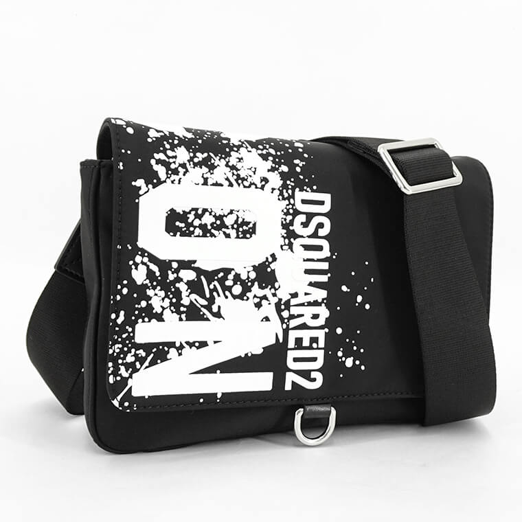 DSQUARED2 メンズ レディース ショルダーバッグ ICON SPLASH CROSSBODY CBM0057 11707314 ブラック ホワイト 2124