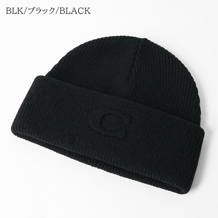 コーチ COACH メンズ レディース ニットキャップ アイボリー ブラック