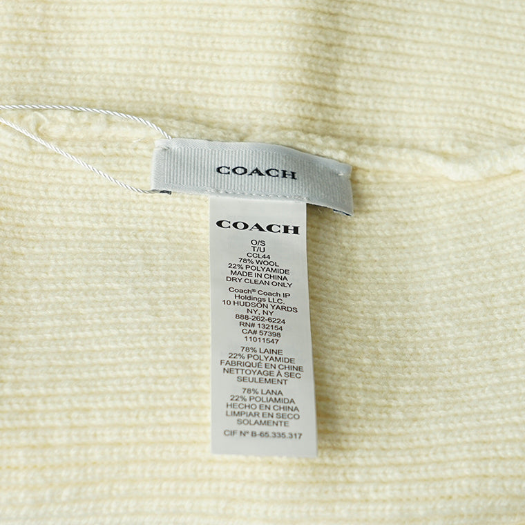 コーチ COACH メンズ レディース ニットキャップ アイボリー ブラック