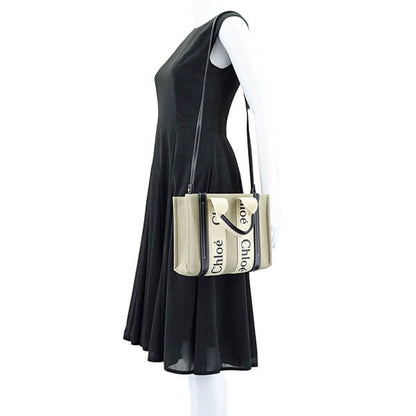 Chloe レディース トートバッグ WOODY SMALL TOTE CHC22AS397I26 WHITE BLUE 91J