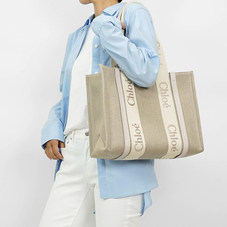 【Chloe】クロエ キャリー キャンバス トートバッグ Chloé キャンバス製Chloé Carryスモールトートバッグ の茶色