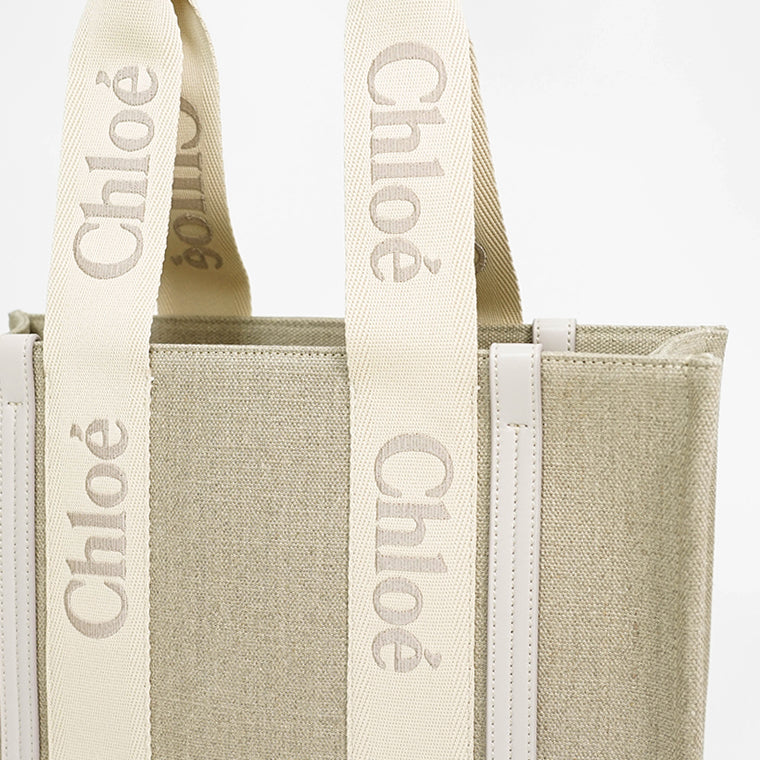Chloé リネン製Woodyトートバッグ の灰色 | Chloé JP