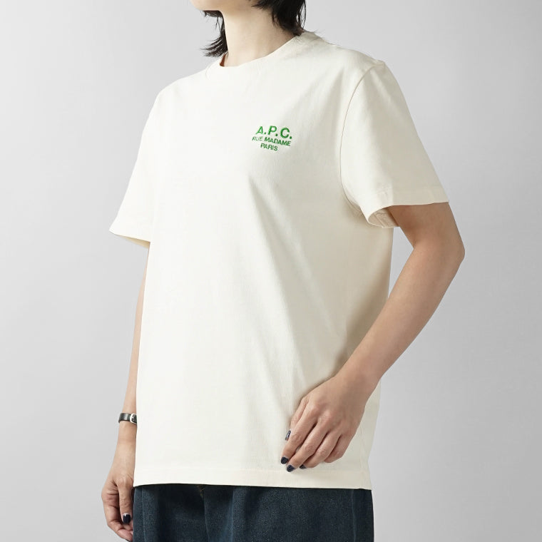 A.P.C. レディース Tシャツ STANDARD RUE MADAME COHBU M26388 BLANC CASSE VERT オフホワイト グリーン AMK