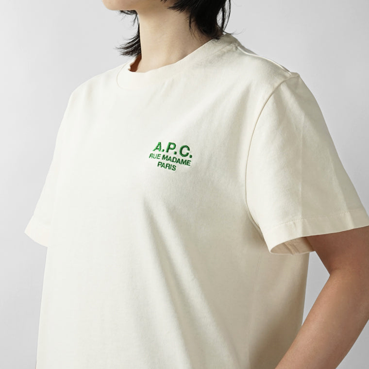 A.P.C. レディース Tシャツ STANDARD RUE MADAME COHBU M26388 BLANC CASSE VERT オフホワイト グリーン AMK