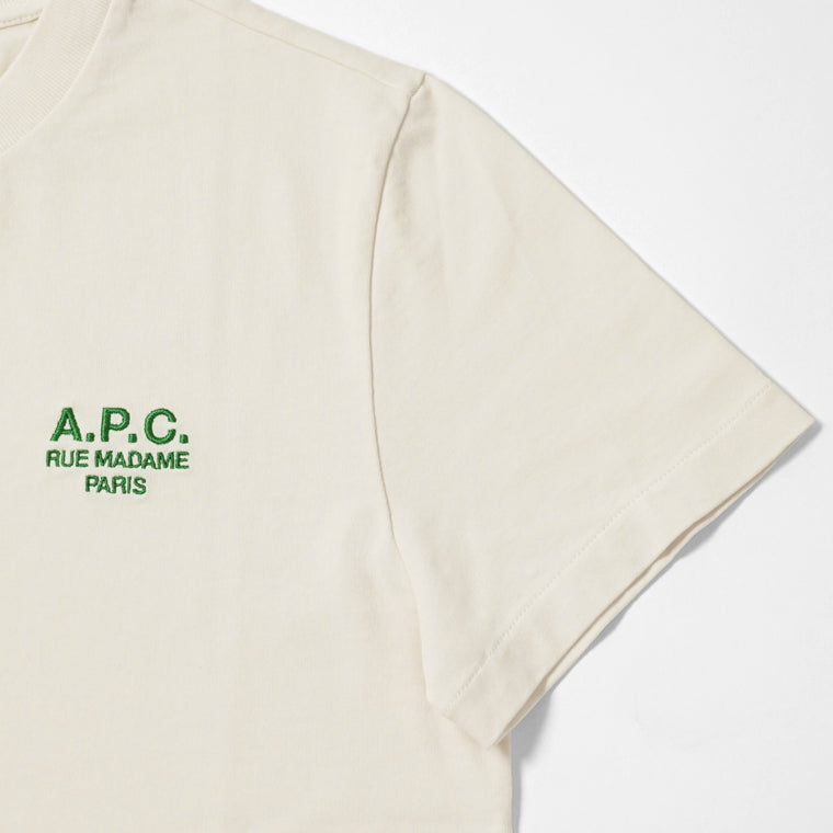 A.P.C. レディース Tシャツ STANDARD RUE MADAME COHBU M26388 BLANC CASSE VERT オフホワイト グリーン AMK