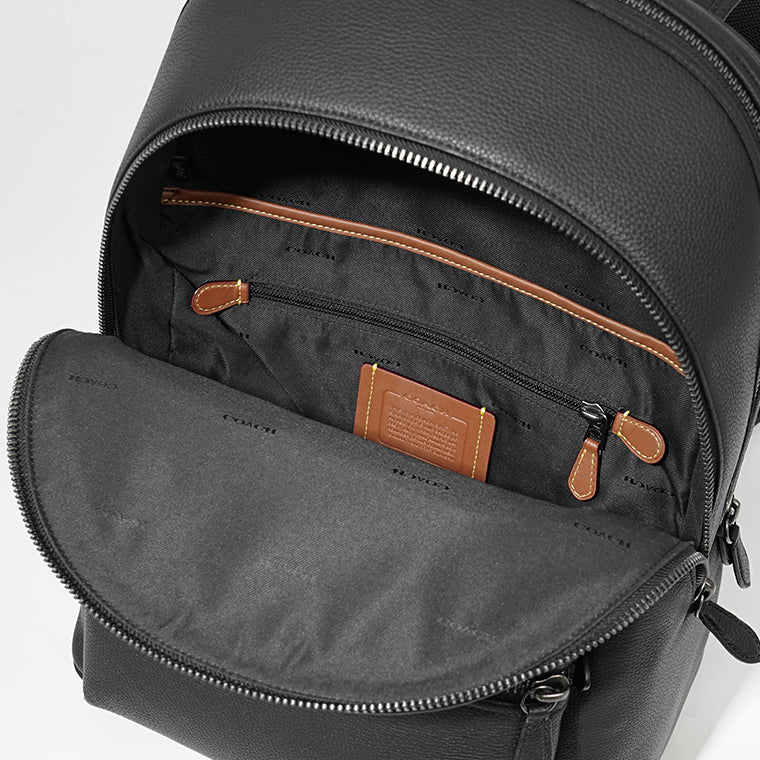 コーチ　レザー製黒バックパック 外ポケット付き コーチ COACH メンズ バックパック ブラック – WORLDCLUB1989