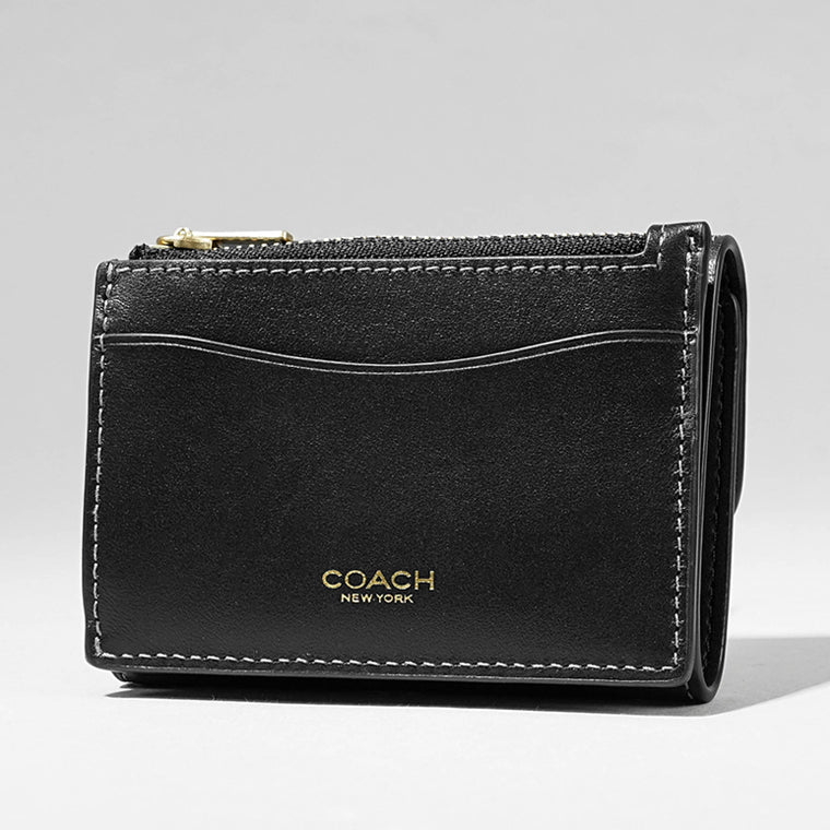 コーチ COACH レディース 3つ折り財布 ブラック セージ ハニーブラウン