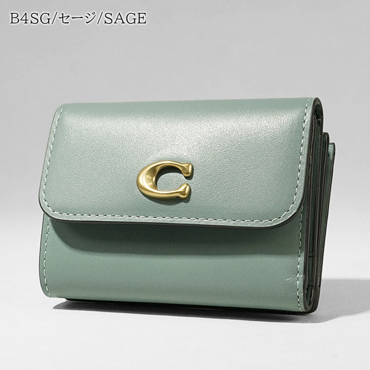 コーチ COACH レディース 3つ折り財布 ブラック セージ ハニーブラウン