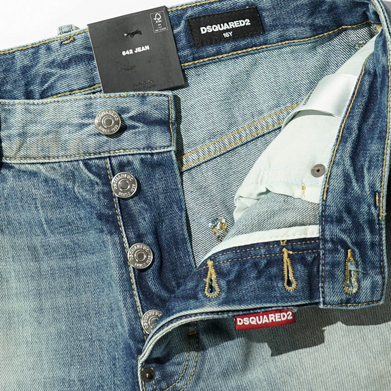 【SUMMER FINAL SALE】 DSQUARED2 KIDS キッズ ジーンズ D2P703U 642 JEAN DQ2252 D0AFZ ウォッシュブルー DQ01