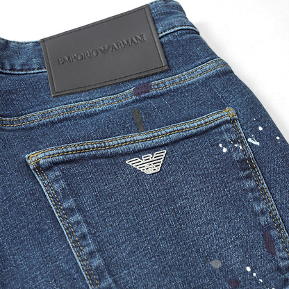 【SUMMER FINAL SALE】 EMPORIO ARMANI メンズ ジーンズ EM000121 AF13252 MIX OF COLOURS ON BLUE DENIM ウォッシュブルー FB041