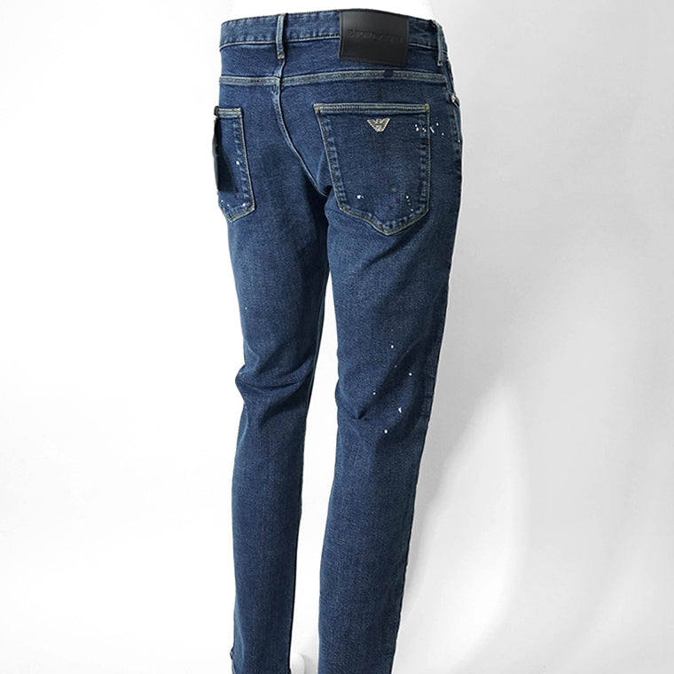 【SUMMER FINAL SALE】 EMPORIO ARMANI メンズ ジーンズ EM000121 AF13252 MIX OF COLOURS ON BLUE DENIM ウォッシュブルー FB041