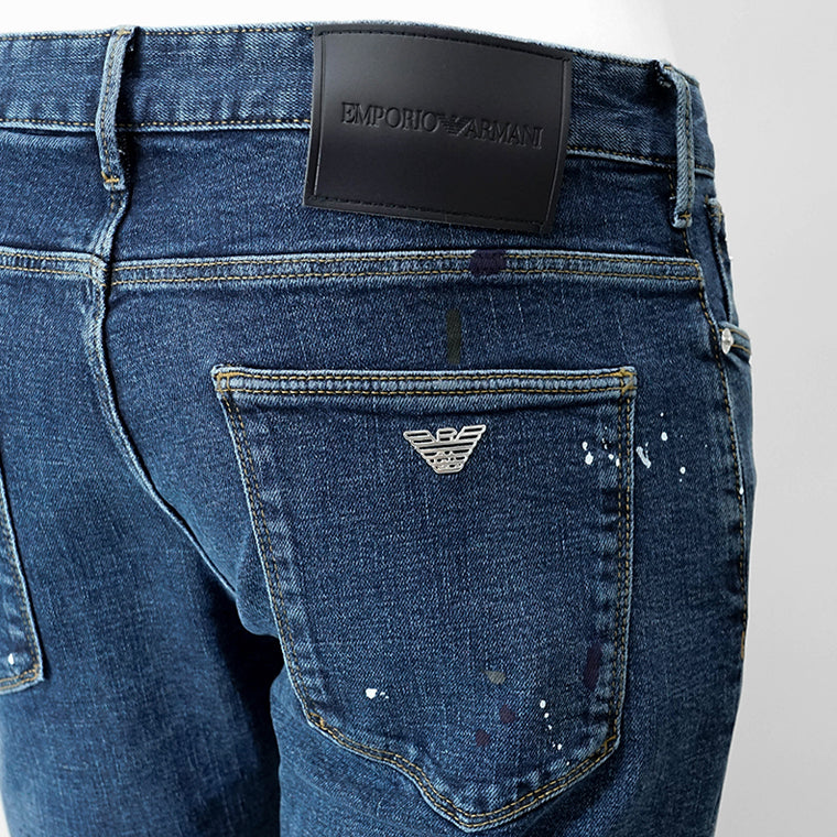 【SUMMER FINAL SALE】 EMPORIO ARMANI メンズ ジーンズ EM000121 AF13252 MIX OF COLOURS ON BLUE DENIM ウォッシュブルー FB041