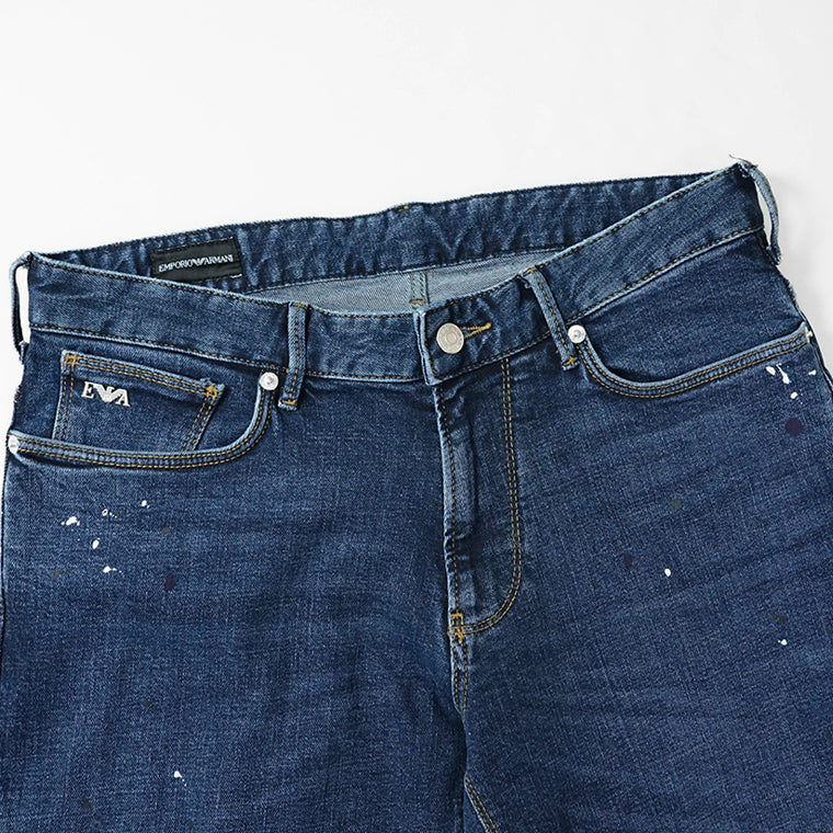 【SUMMER FINAL SALE】 EMPORIO ARMANI メンズ ジーンズ EM000121 AF13252 MIX OF COLOURS ON BLUE DENIM ウォッシュブルー FB041