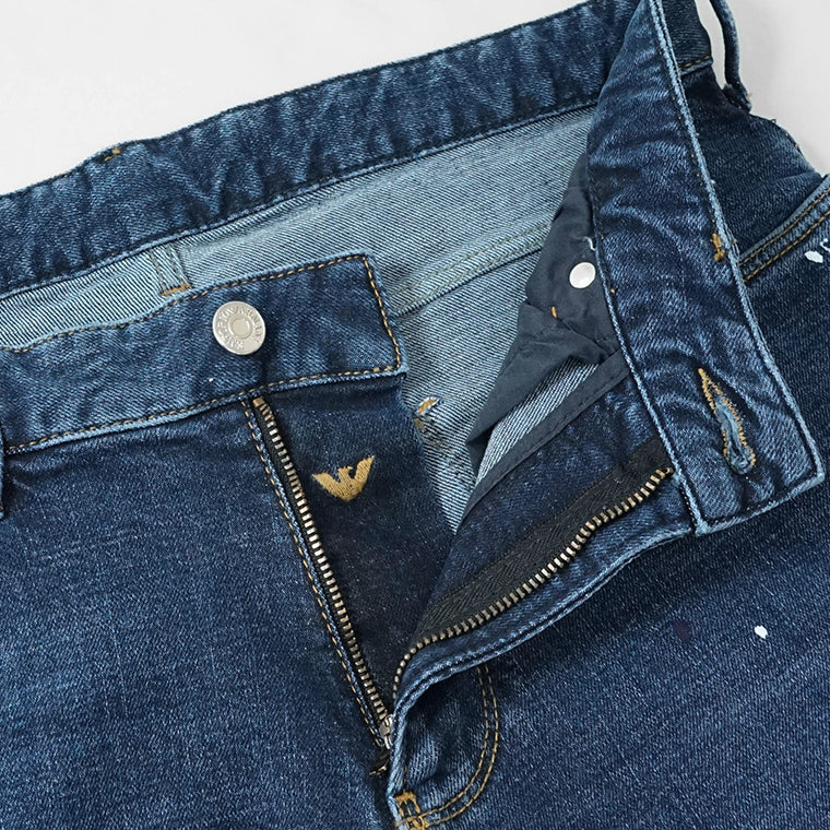 【SUMMER FINAL SALE】 EMPORIO ARMANI メンズ ジーンズ EM000121 AF13252 MIX OF COLOURS ON BLUE DENIM ウォッシュブルー FB041