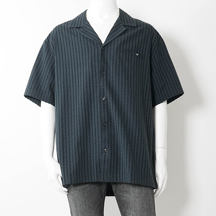 【SUMMER FINAL SALE】 EMPORIO ARMANI SWIMWEAR ライン メンズ 半袖シャツ EM000593 AF20430 ARMANI BLUE ネイビーブルー UB102