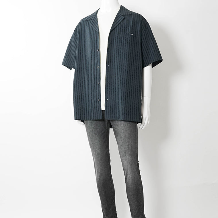 【SUMMER FINAL SALE】 EMPORIO ARMANI SWIMWEAR ライン メンズ 半袖シャツ EM000593 AF20430 ARMANI BLUE ネイビーブルー UB102