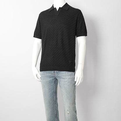 【2026SS SUMMER SALE】EMPORIO ARMANI メンズ ニットポロシャツ EM004307 AF24573 BLACK BEAUTY ブラック UC001