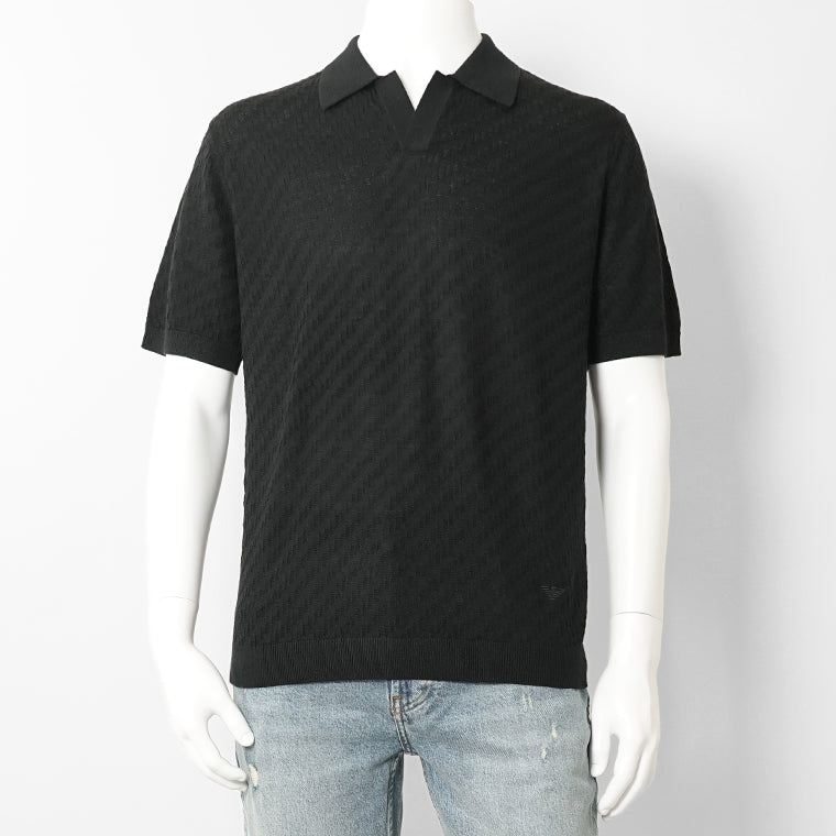 【2026SS SUMMER SALE】EMPORIO ARMANI メンズ ニットポロシャツ EM004307 AF24573 BLACK BEAUTY ブラック UC001