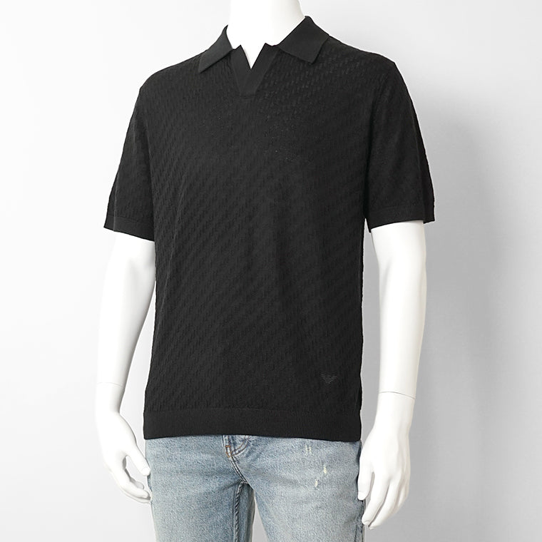 【2026SS SUMMER SALE】EMPORIO ARMANI メンズ ニットポロシャツ EM004307 AF24573 BLACK BEAUTY ブラック UC001
