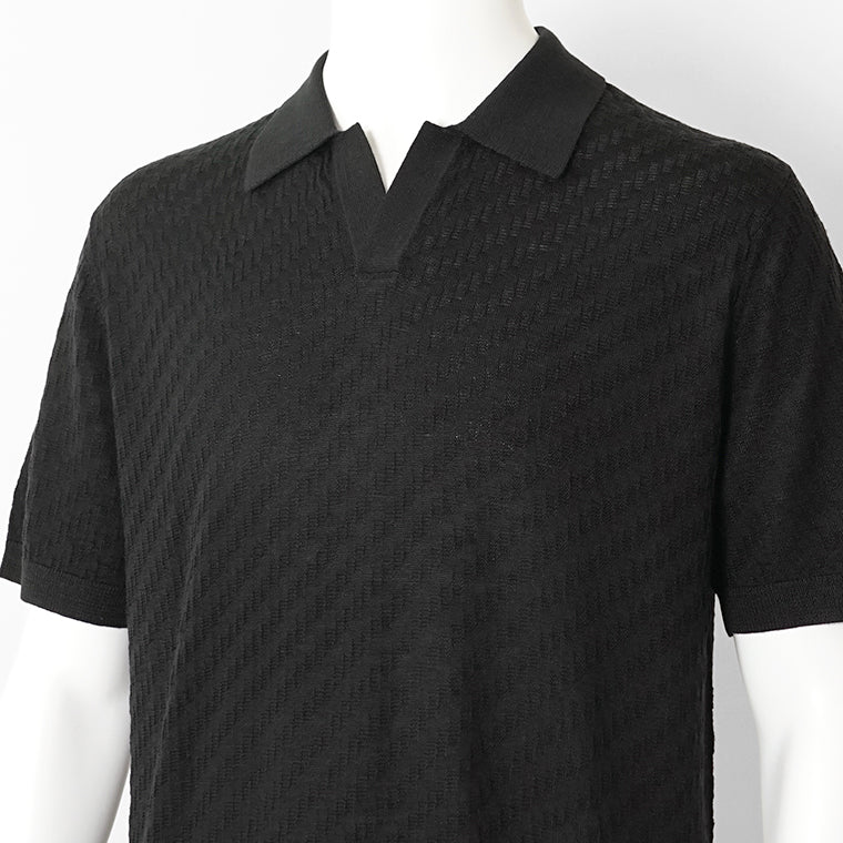 【2026SS SUMMER SALE】EMPORIO ARMANI メンズ ニットポロシャツ EM004307 AF24573 BLACK BEAUTY ブラック UC001