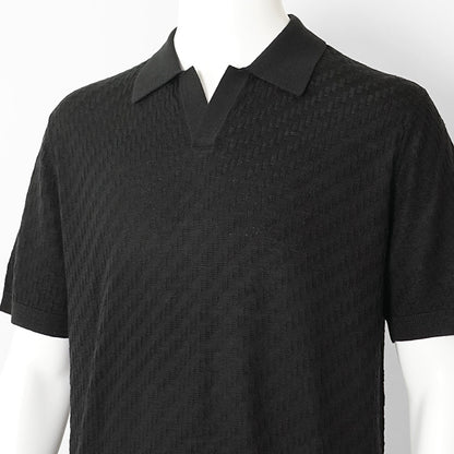 【2026SS SUMMER SALE】EMPORIO ARMANI メンズ ニットポロシャツ EM004307 AF24573 BLACK BEAUTY ブラック UC001