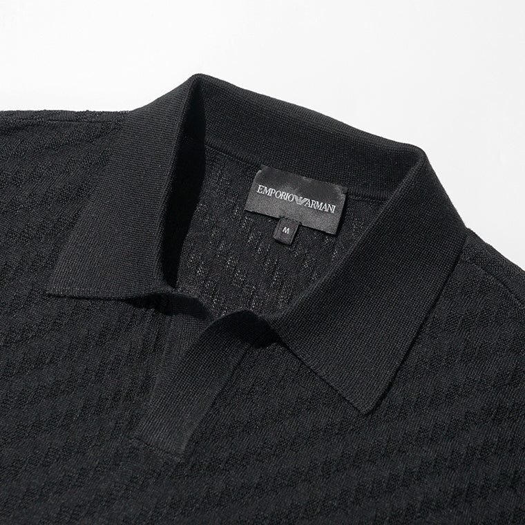 【2026SS SUMMER SALE】EMPORIO ARMANI メンズ ニットポロシャツ EM004307 AF24573 BLACK BEAUTY ブラック UC001