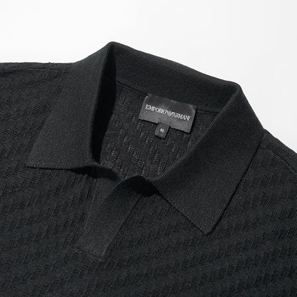 【2026SS SUMMER SALE】EMPORIO ARMANI メンズ ニットポロシャツ EM004307 AF24573 BLACK BEAUTY ブラック UC001