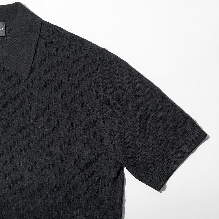【2026SS SUMMER SALE】EMPORIO ARMANI メンズ ニットポロシャツ EM004307 AF24573 BLACK BEAUTY ブラック UC001