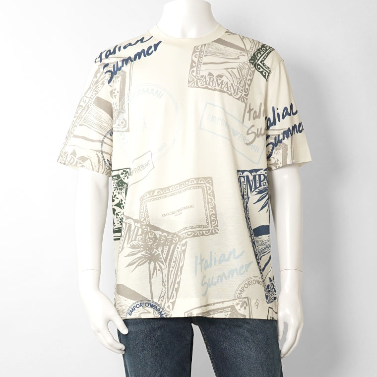 EMPORIO ARMANI メンズ Tシャツ EM005274 AF24857 T105 DIGITAL PRINT ベージュ デジタルプリント M0359