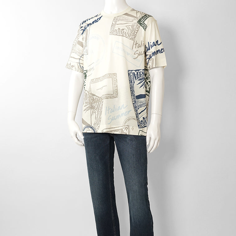 EMPORIO ARMANI メンズ Tシャツ EM005274 AF24857 T105 DIGITAL PRINT ベージュ デジタルプリント M0359