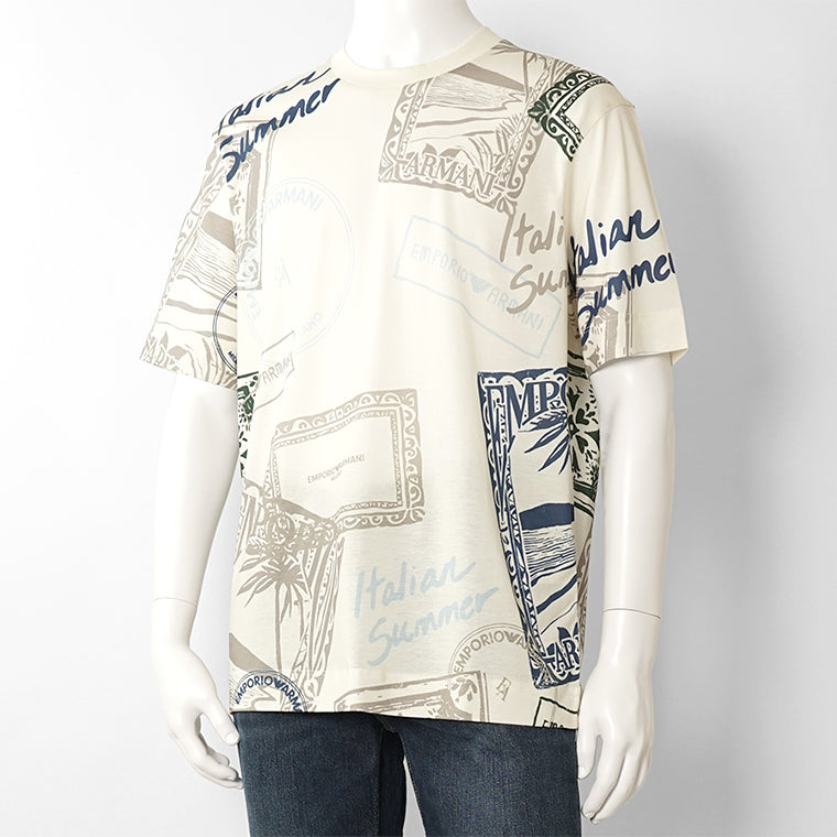 EMPORIO ARMANI メンズ Tシャツ EM005274 AF24857 T105 DIGITAL PRINT ベージュ デジタルプリント M0359