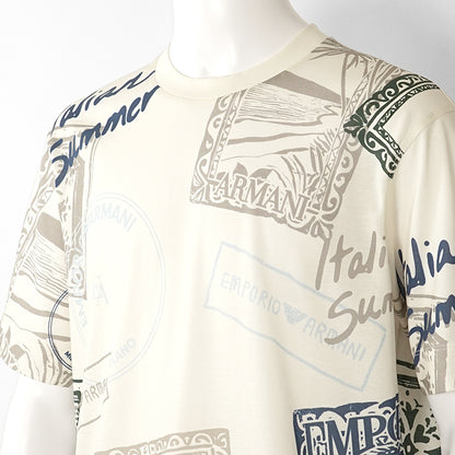EMPORIO ARMANI メンズ Tシャツ EM005274 AF24857 T105 DIGITAL PRINT ベージュ デジタルプリント M0359