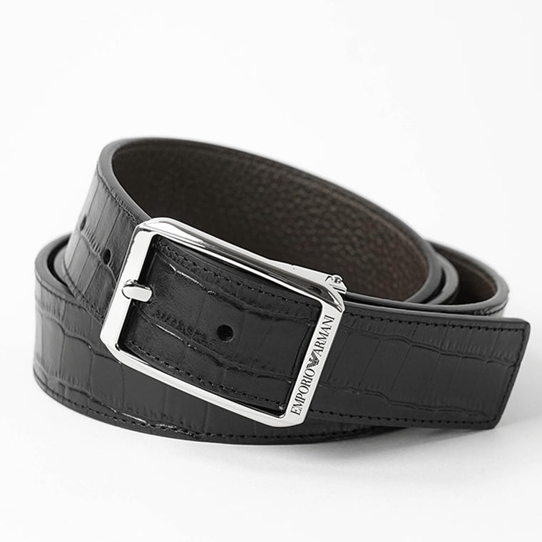 EMPORIO ARMANI メンズ ベルト EM007173 AF29133 NERO TESTA DI MORO ブラック ダークブラウン MC377