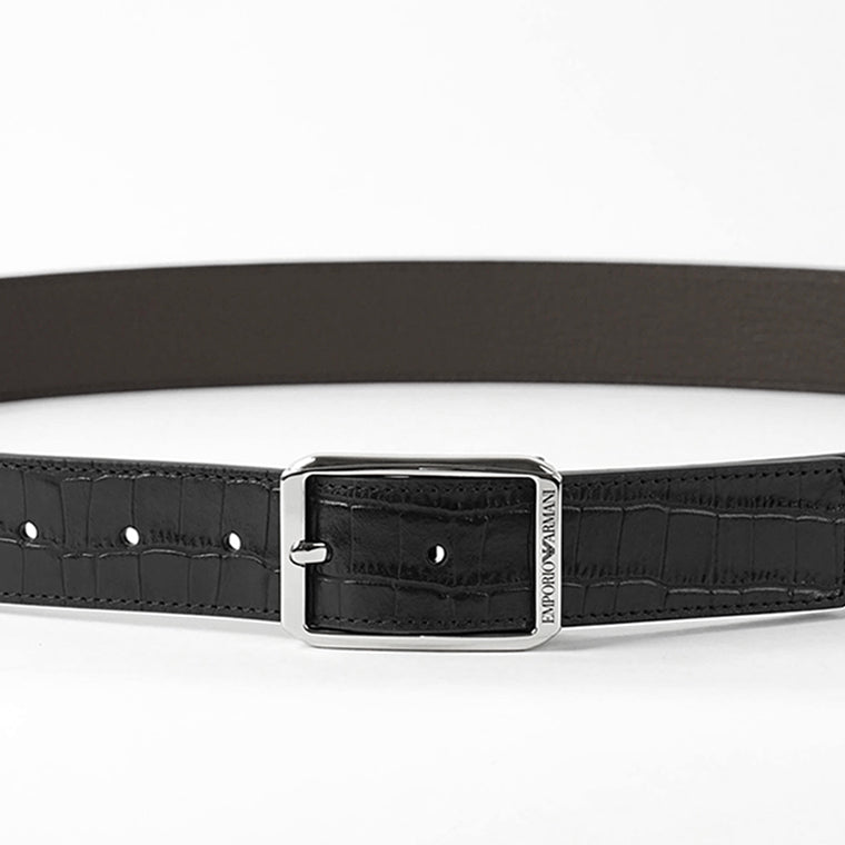 EMPORIO ARMANI メンズ ベルト EM007173 AF29133 NERO TESTA DI MORO ブラック ダークブラウン MC377