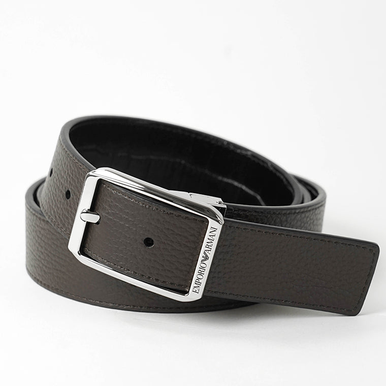 EMPORIO ARMANI メンズ ベルト EM007173 AF29133 NERO TESTA DI MORO ブラック ダークブラウン MC377