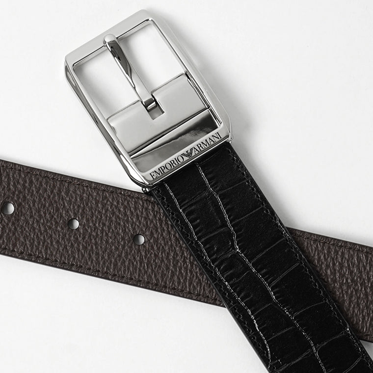 EMPORIO ARMANI メンズ ベルト EM007173 AF29133 NERO TESTA DI MORO ブラック ダークブラウン MC377