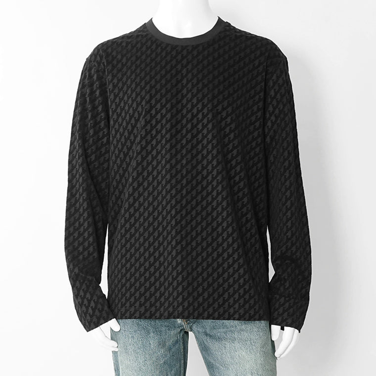 EMPORIO ARMANI メンズ 長袖Tシャツ EM007338 AF10017 UC001 ALLOVER EAGLE ブラック FC375