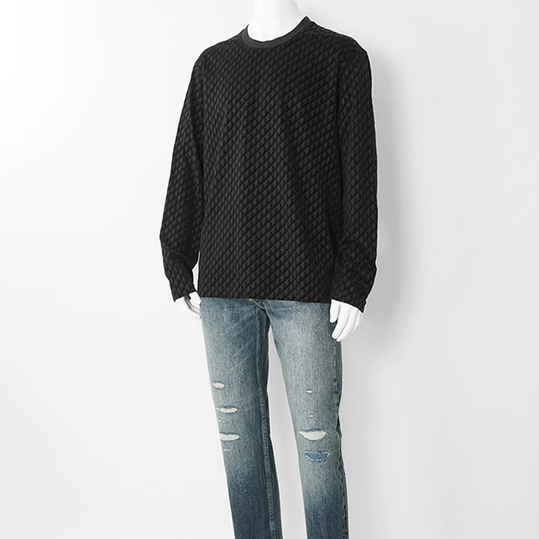 EMPORIO ARMANI メンズ 長袖Tシャツ EM007338 AF10017 UC001 ALLOVER EAGLE ブラック FC375