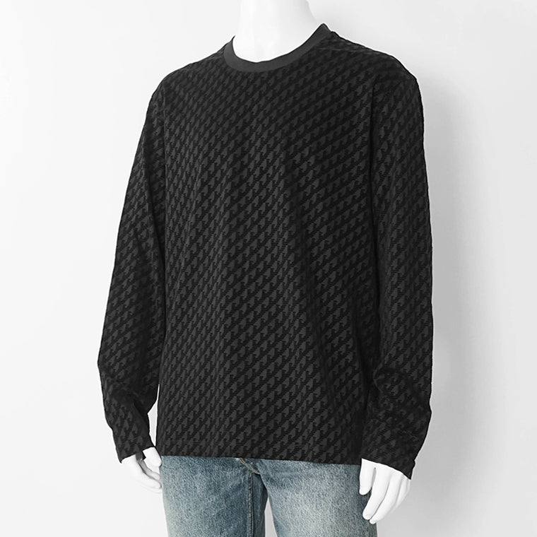EMPORIO ARMANI メンズ 長袖Tシャツ EM007338 AF10017 UC001 ALLOVER EAGLE ブラック FC375