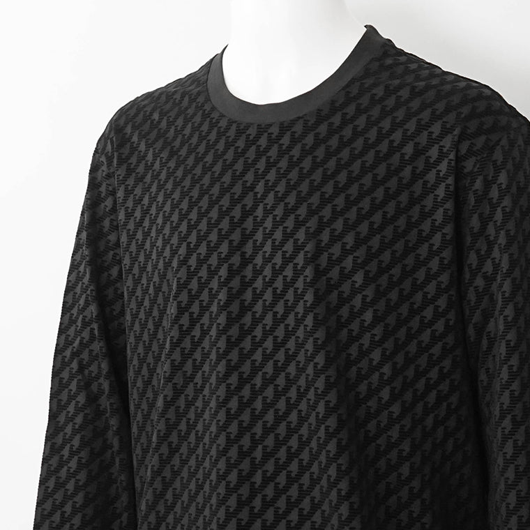 EMPORIO ARMANI メンズ 長袖Tシャツ EM007338 AF10017 UC001 ALLOVER EAGLE ブラック FC375